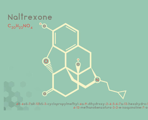 A graphic showing the chemical makeup of Naltrexone. An online psychiatrist in New York, NY can offer support with alcohol addiction treatment in New York, NY and other services. Contact us for alcohol addiction help in New York, NY today! 10022