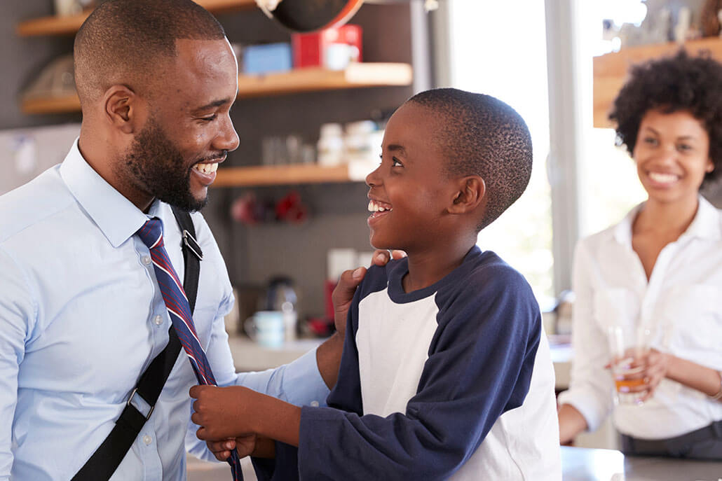 A happy family with a young boy seeing his father off to work. This could represent the support for families of addicts in New York, NY a therapist can offer. Learn more about support for friends of addicts in New York, NY today! 10022