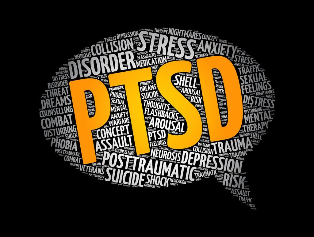 A graphic showing the letters PTSD in a word bubble. Learn how PTSD treatment in NYC, Manhattan can offer support by contacting a trauma therapist NYC, Manhattan or searching for a PTSD therapist in New York, NY. 
